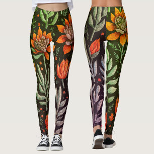 Leggings Jardín Elegante con Patrón Floral de Suculentas Co