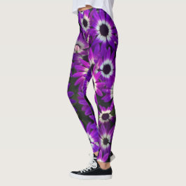 Leggings Jardín Floral Púrpura Brillante con Flores Moderna
