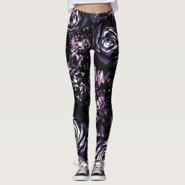 Leggings Jardín oscuro hechizante flores audaces púrpura gl