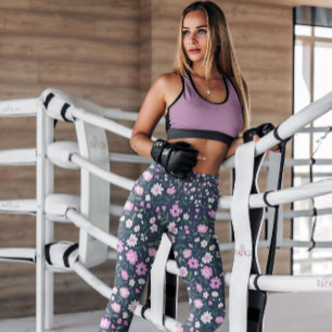 Leggings Jardín Purple Floral Patterado Piernas