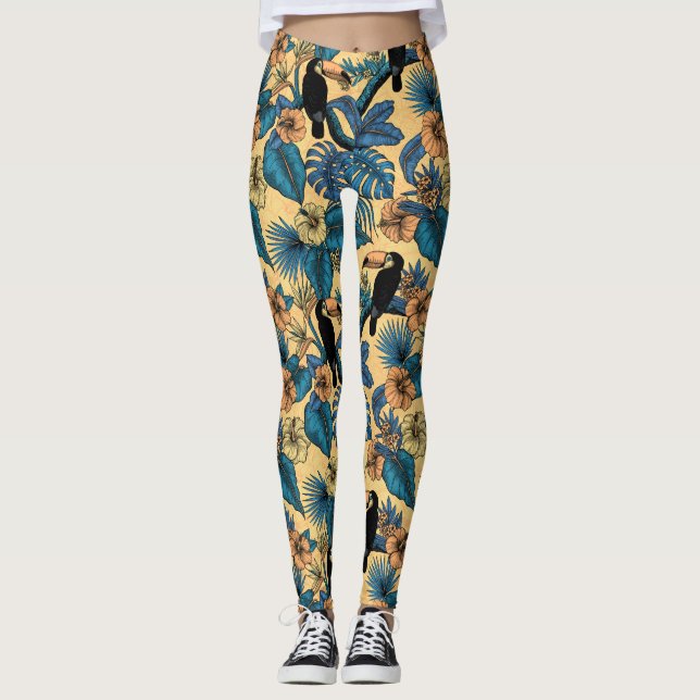 Leggings Jardín táctil en amarillo y azul (Anverso)