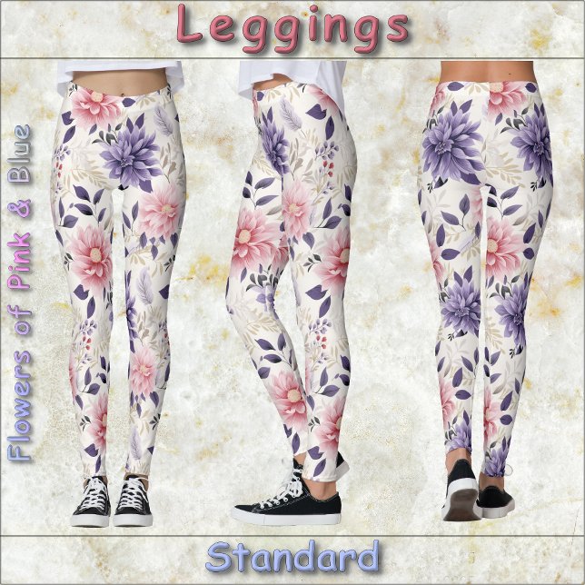 Leggings JARDINES - Flores de rosa y azul (Subido por el creador)