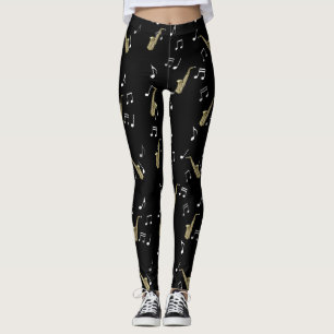 Leggings Jazzy Saxophone & Musical Notes 
