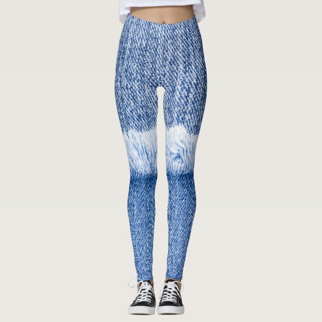 Leggings Jeans Azules: Cierre detallado de texturas. (Anverso)