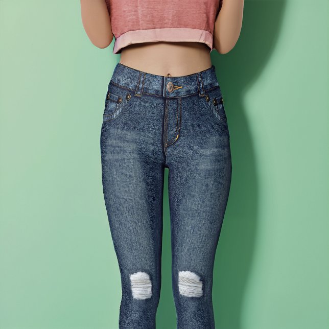 Leggings Jeans flacos de rodilla con problemas de denim azu (Subido por el creador)