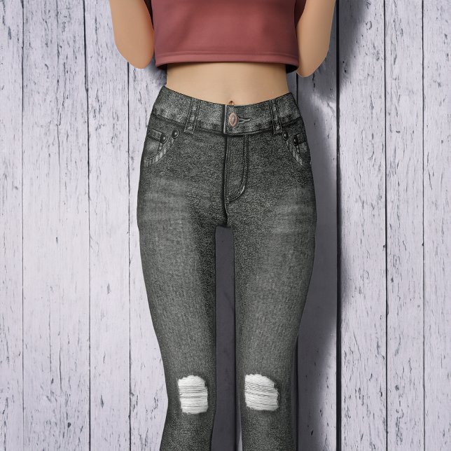 Leggings Jeans flacos de rodilla con problemas de denim neg (Subido por el creador)