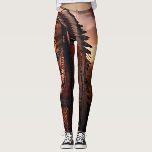 Leggings Jefe indio americano nativo en moderno personaliza