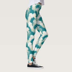 Leggings Jellyfish En Temporada De Verano Del Océano Azul