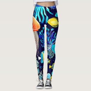 Leggings Jellyfish & Fish: Delicia del Mar Profundo