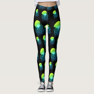 Leggings Jellyfish- Jellies Neon Green Jelly Fish