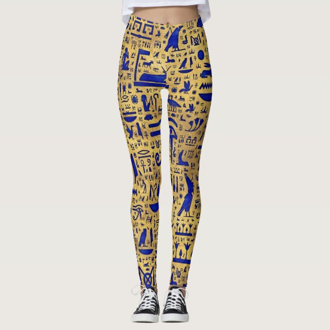 Leggings Jeroglífico egipcio Lapis Lazuli y Gold (Anverso)