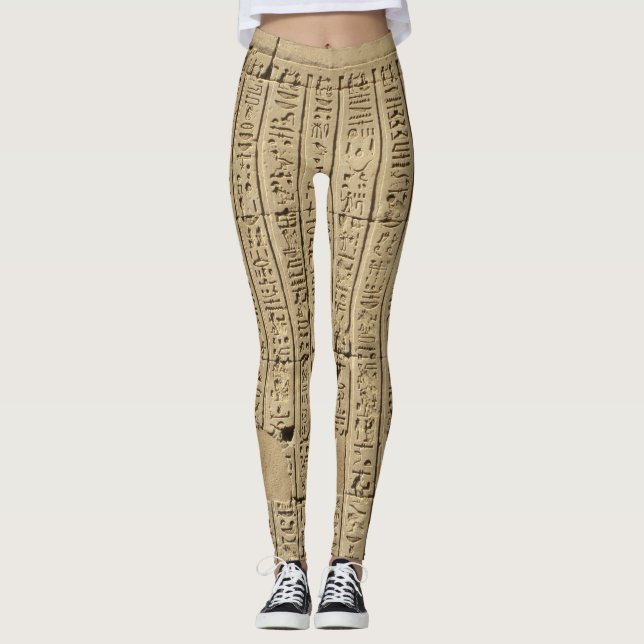 Leggings Jeroglíficos egipcios Monocromo natural de piedra (Anverso)