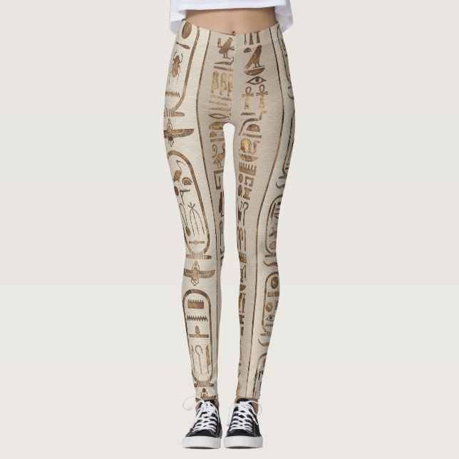 Leggings Jeroglíficos egipcios Pastel Gold (Anverso)