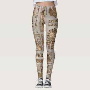 Leggings Jeroglíficos y deidades egipcios - Oro de época