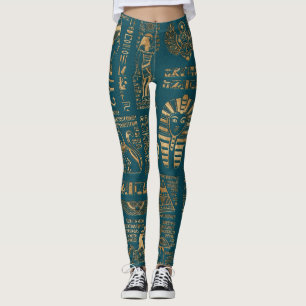 Leggings Jeroglíficos y deidades egipcios - oro en trullo