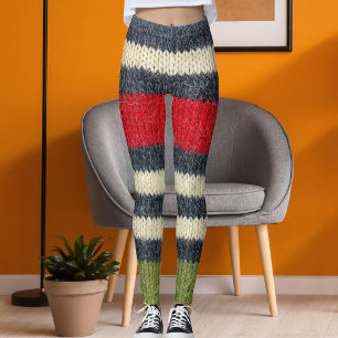 Leggings Jersey de lana a rayas coloridas con patrón de pun