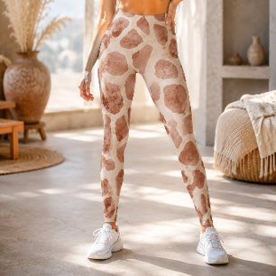 Leggings Jirafa de Impresión de Animal de Acuarela Rústica
