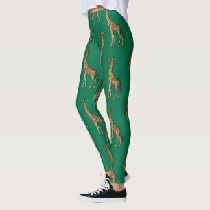 Leggings Jirafa Mamífero Verde Esmeralda Animal Salvaje Áfr