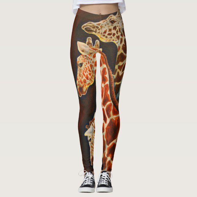 Leggings Jirafas, nosotros arte del animal de tres (Anverso)