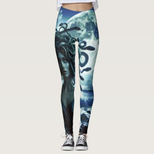 Leggings Joven hermosa Medusa por la Luna y el Océano