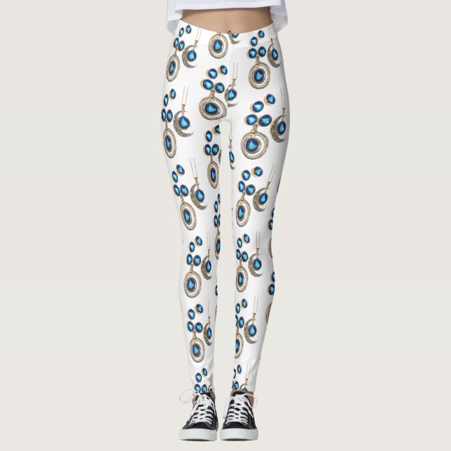 Leggings joyas navidades Árbol azul negro brillante Luna (Anverso)