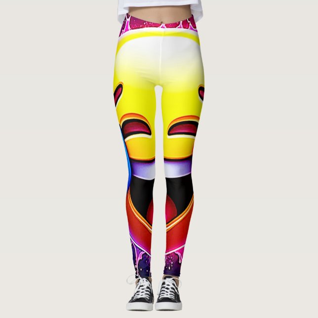 Leggings Joyful Splash: Laughing Emoji Art (Anverso)