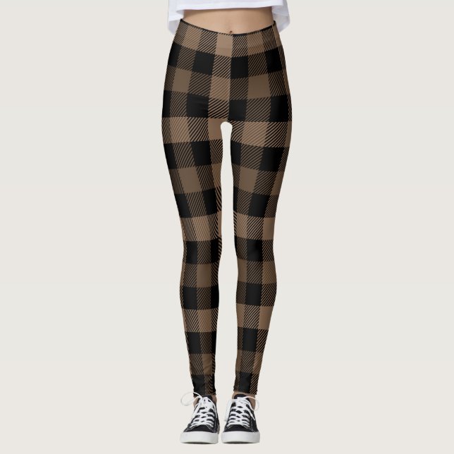 Leggings Judía de Gingham Shepherd de negro y marrón (Anverso)