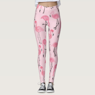 Leggings Juego De Flamingo Rosado, Patrón De Verano Tropica