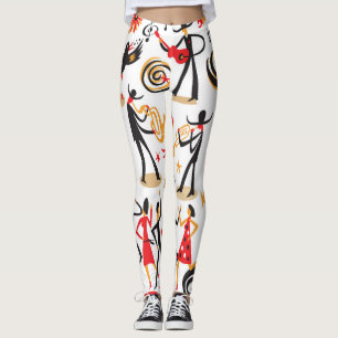 Leggings Juego de iconos de jazz: fondo blanco aislado