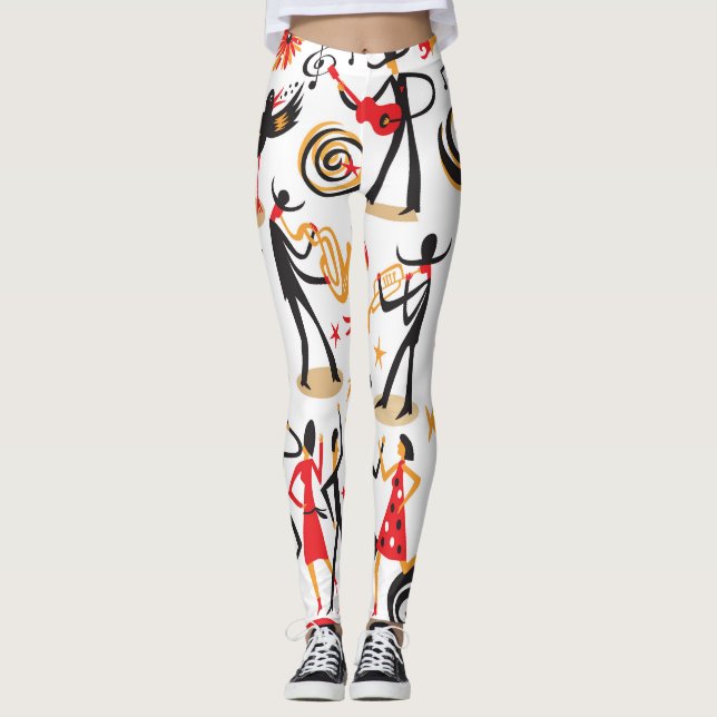 Leggings Juego de iconos de jazz: fondo blanco aislado (Anverso)