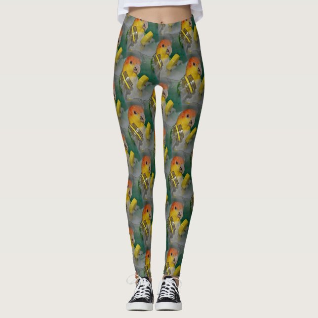 Leggings Juego de loro caique blanco con vientre (Anverso)