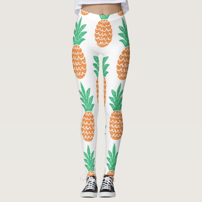 Leggings Juego de piña: Delight de patrón divertido. (Anverso)