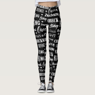 Leggings Juego de tablero de ajedrez tradicional blanco y n