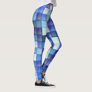 Leggings Juego de video Pixels Blue Square Pattern