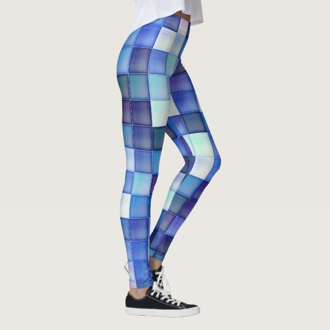 Leggings Juego de video Pixels Blue Square Pattern (Derecha)