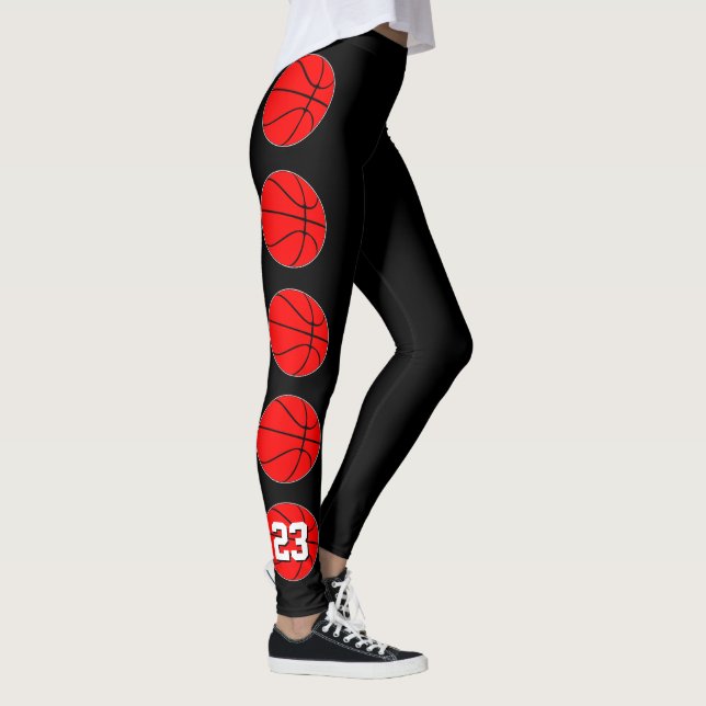 Leggings Jugador de baloncesto rojo Personalizado Jersey Nu (Derecha)