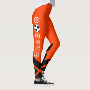 Leggings Jugador de fútbol del naranja, blanco y negro
