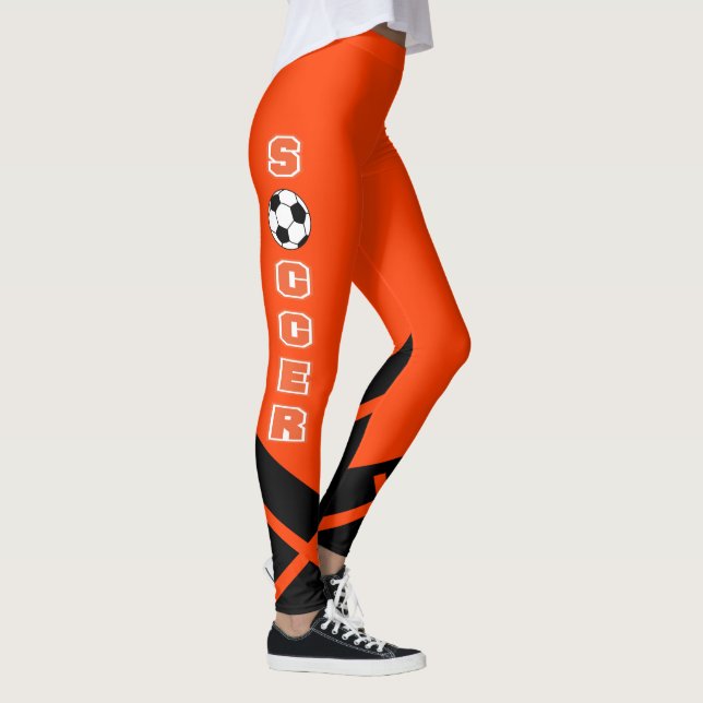 Leggings Jugador de fútbol del naranja, blanco y negro (Derecha)