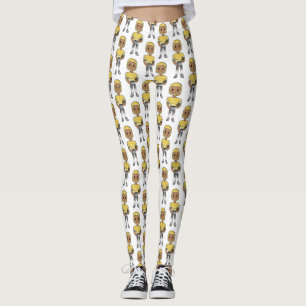 Leggings jugador de fútbol retro vintage negro amarillo sim