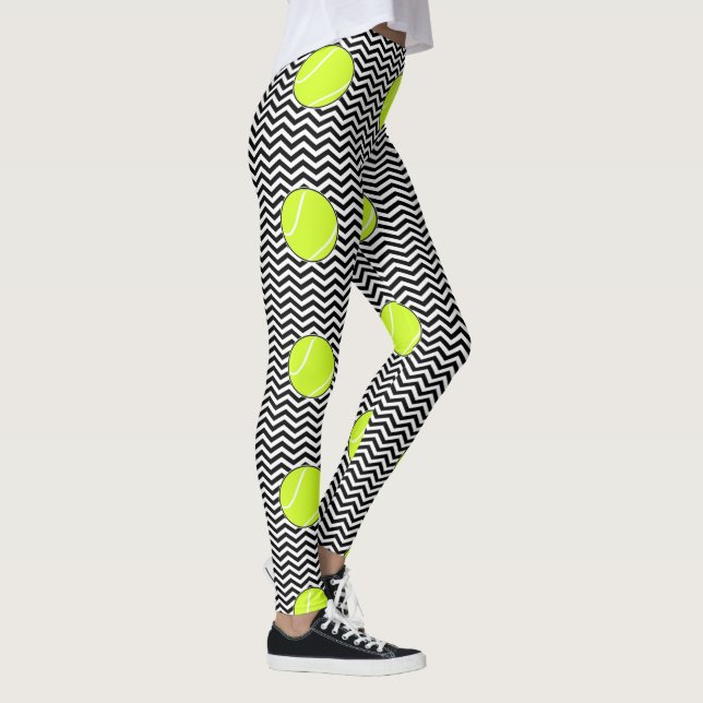 Leggings Jugador de tenis Zigzag con bolas de tenis blancas (Derecha)