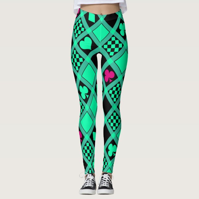 Leggings Jugar a las cartas de juego palas corazones cruza  (Anverso)