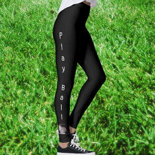 Leggings Jugar Balón Béisbol Deportivo Negro