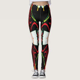 Leggings Jugo de escarabajo negro, blanco y rojo