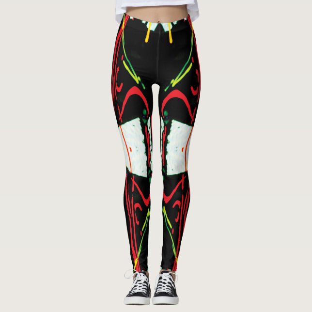 Leggings Jugo de escarabajo negro, blanco y rojo (Anverso)
