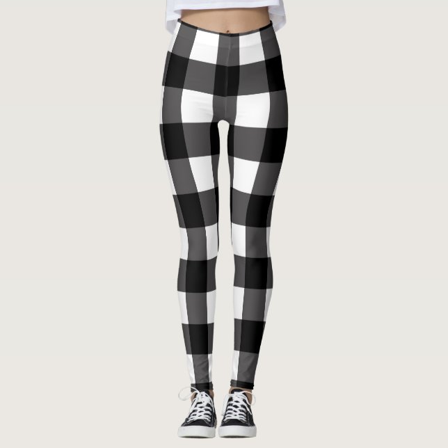 Leggings Juguete negro y blanco para búfalo Gingham a cuadr (Anverso)