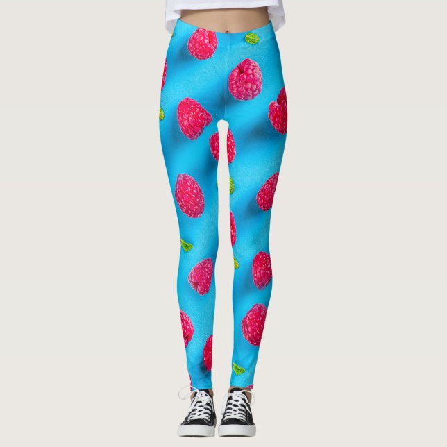 LEGGINGS JUICY RED LYCHEE EN EL FONDO AZUL (Anverso)