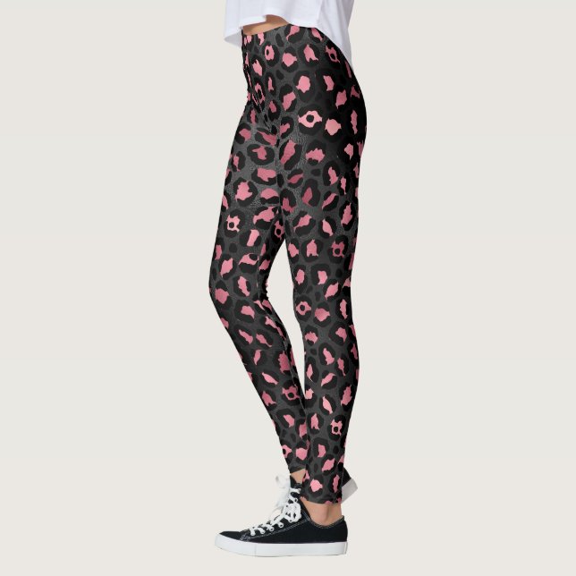 Leggings Jungla de piernas de leopardo rosa y negro (Izquierda)
