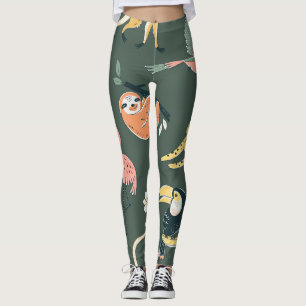 Leggings Jungle Animales Flora vintage Fauna