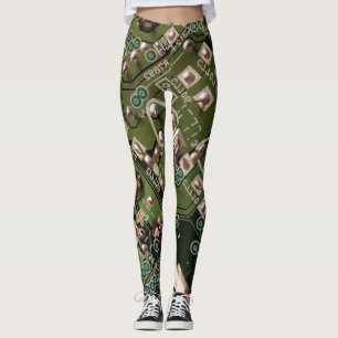 Leggings Junta de circuito verde del ejército
