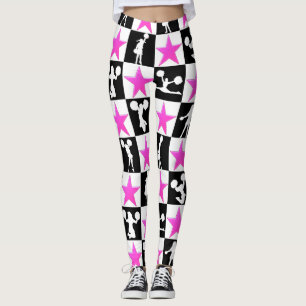 LEGGINGS JUREGOS DE LÍDERES CHEERLEADER DE ESTRELLA ROSA Y 